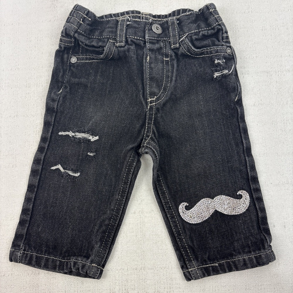 Calvin‎ Klein Jeans Baby Girls Size 3/6 Months Black Distressed Sparkly EUC